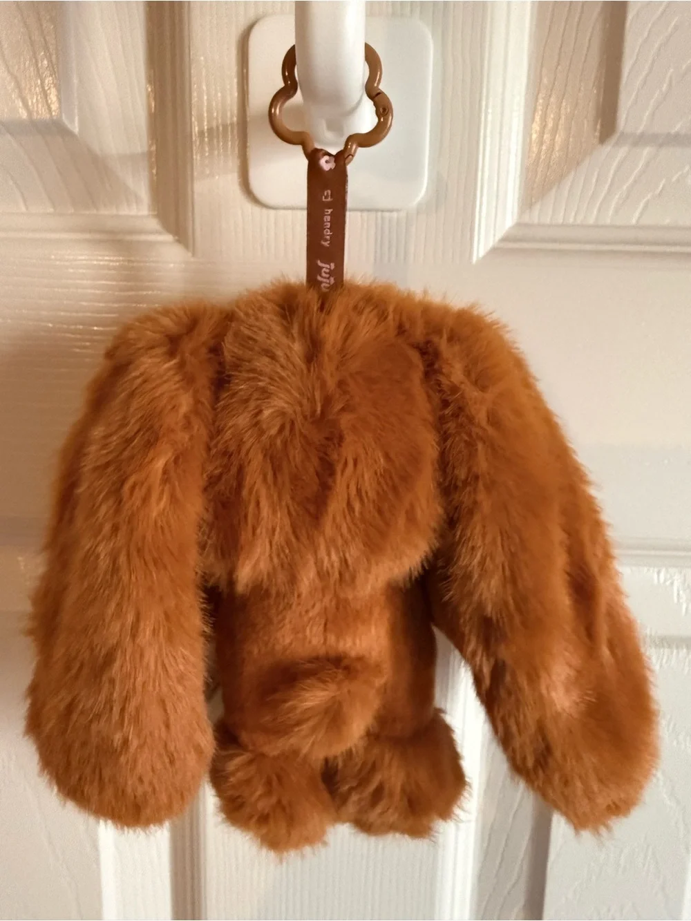 Furry Brown Rabbit Bunny with Floppy Ears Keychain / Charm
